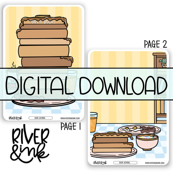 *DIGITAL* 2024 April Reading Tracker Book Journaling Full Sheet | Hand Drawn Planner Stickers