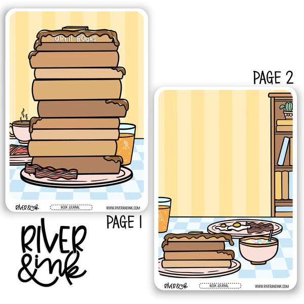 *DIGITAL* 2024 April Reading Tracker Book Journaling Full Sheet | Hand Drawn Planner Stickers