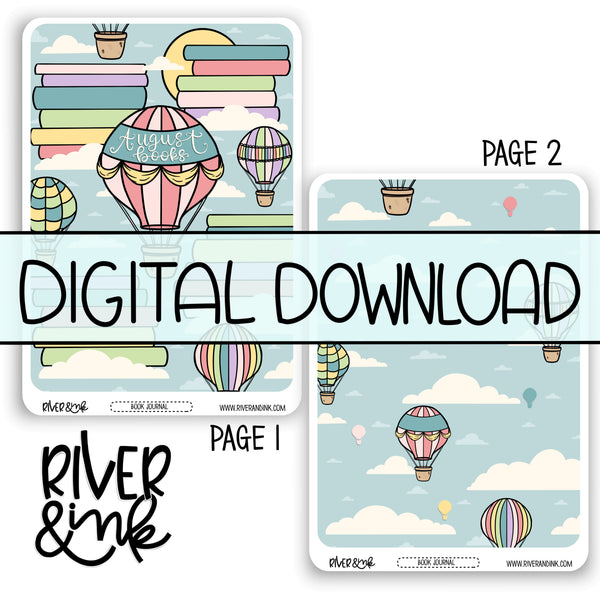 *DIGITAL* 2024 August Reading Tracker Book Journaling Full Sheet | Hand Drawn Planner Stickers