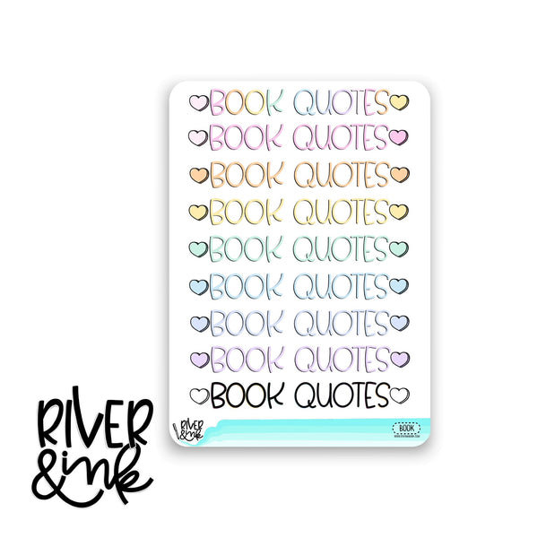 *DIGITAL* 2024 Book Quotes Note Headers for Book Journaling Full Sheet | Hand Drawn Planner Stickers
