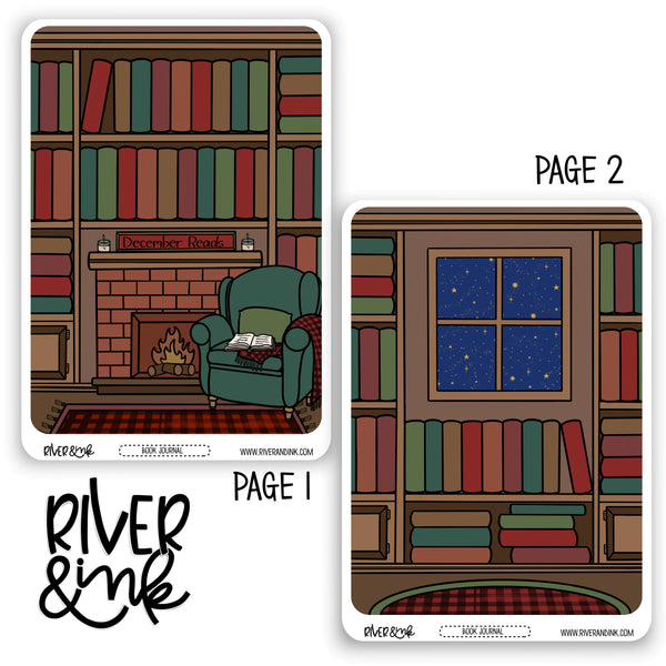 *DIGITAL* 2024 December Reading Tracker Book Journaling Full Sheet | Hand Drawn Planner Stickers
