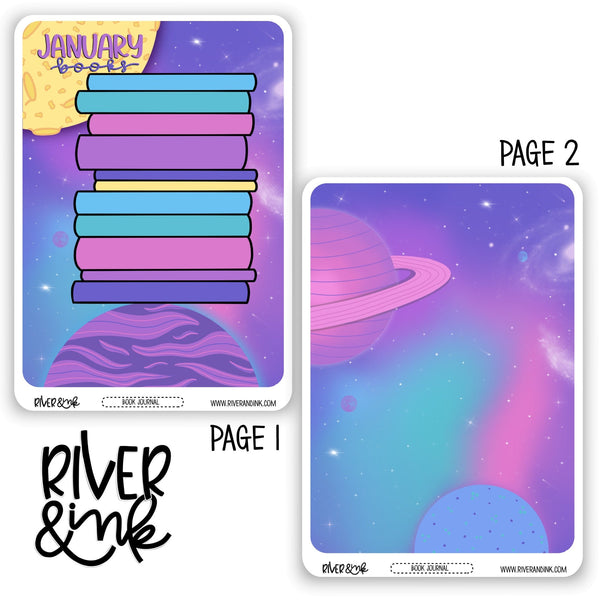 *DIGITAL* 2024 January Reading Tracker Book Journaling Full Sheet | Hand Drawn Planner Stickers