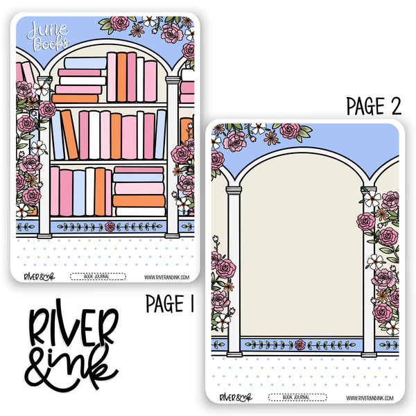 *DIGITAL* 2024 June Reading Tracker Book Journaling Full Sheet | Hand Drawn Planner Stickers