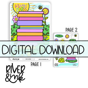 *DIGITAL* 2024 May Reading Tracker Book Journaling Full Sheet | Hand Drawn Planner Stickers