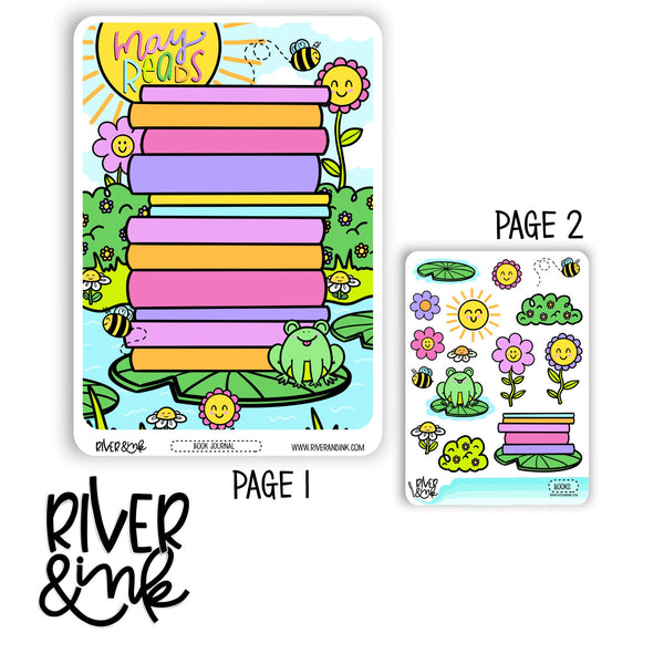 *DIGITAL* 2024 May Reading Tracker Book Journaling Full Sheet | Hand Drawn Planner Stickers