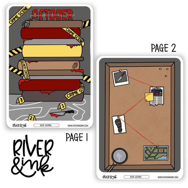 *DIGITAL* 2024 October Reading Tracker Book Journaling Full Sheet | Hand Drawn Planner Stickers