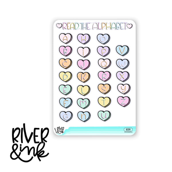 *DIGITAL* 2024 Read the Alphabet Reading Challenge Book Journaling Full Sheet | Hand Drawn Planner Stickers