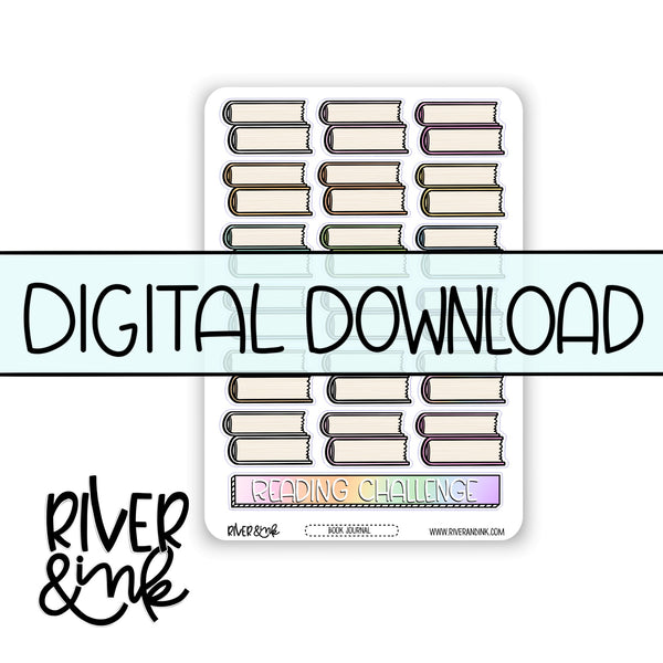 *DIGITAL* 2024 Blank Reading Challenge Tracker Journaling Full Sheet | Hand Drawn Planner Stickers