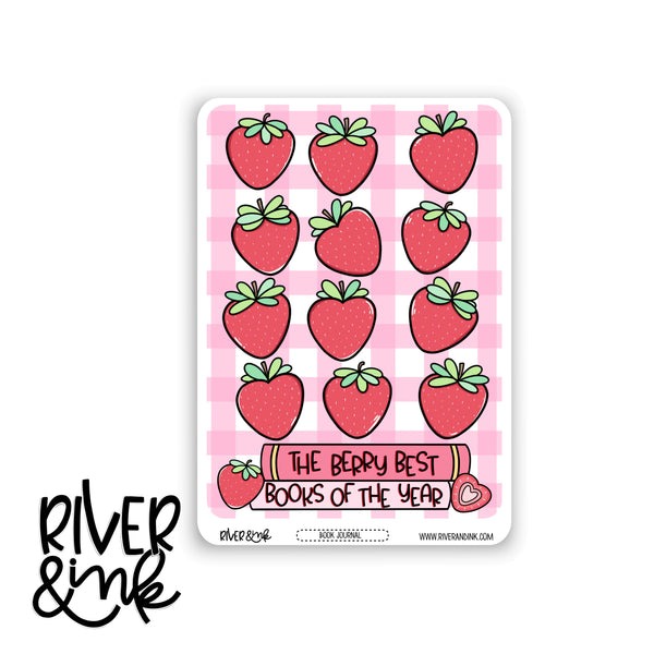 *DIGITAL* 2025 Berry Best Books Favorites Tracker Book Journaling Full Sheet | Hand Drawn Planner Stickers