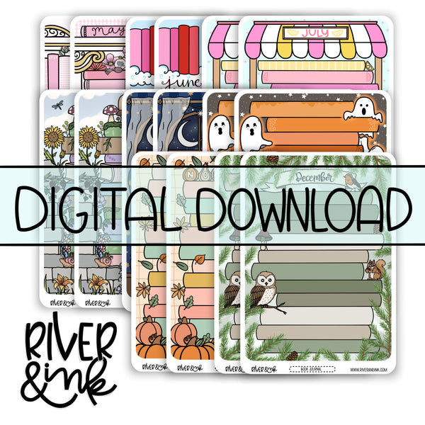*DIGITAL* 2025 May to December Monthly Book Journaling Bundle | Hand Drawn Planner Stickers