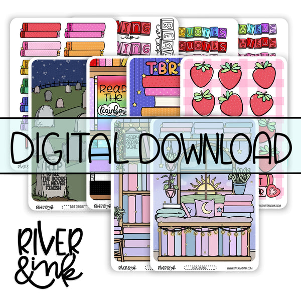 *DIGITAL* 2025 Non-Monthly Book Journaling Bundle| Hand Drawn Planner Stickers
