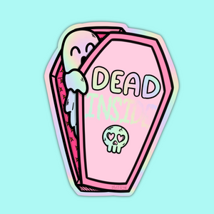 Dead Inside Holographic Coffin | Hand Drawn Vinyl Sticker