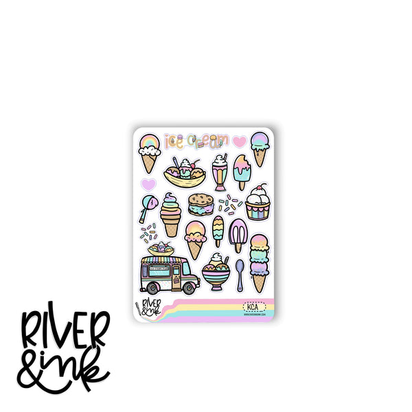 Keep Cool Ice Cream | Vertical Stickers Kit Planner Stickers