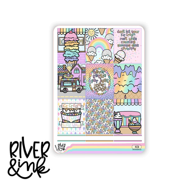 Keep Cool Ice Cream | Vertical Stickers Kit Planner Stickers