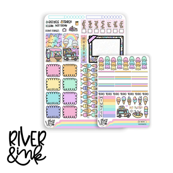 Keep Cool Ice Cream | Hobonichi Weeks Sticker Kit Planner Stickers