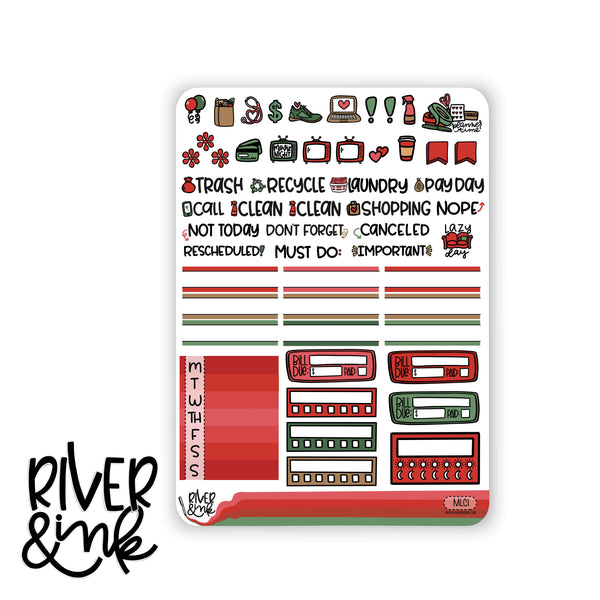 Merry Little Christmas | Vertical Stickers Kit Planner Stickers