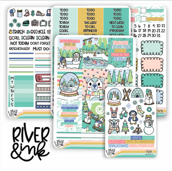 Frost & Flurries | Vertical Stickers Kit Planner Stickers