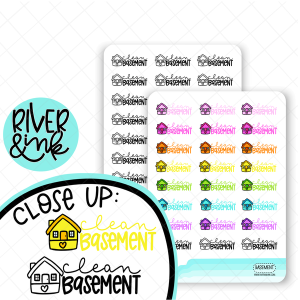 Clean Basement | Hand Lettered Planner Stickers