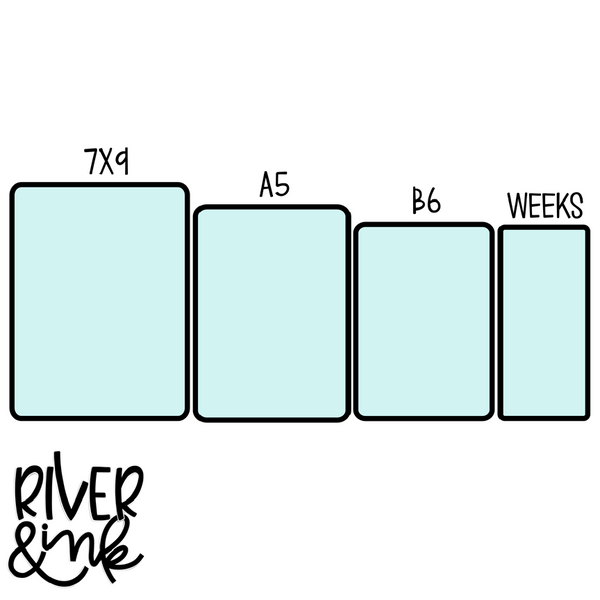 A5, B6, and Weeks 2023 Rainbow Bookshelf Journaling Full Sheet | Hand Drawn Planner Stickers