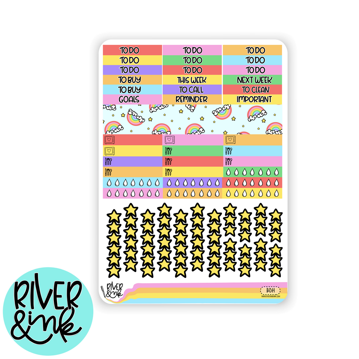 Chase The Rainbow | Vertical Stickers Kit Planner Stickers – River & Ink