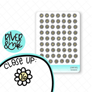 Daisy Number Dates | Hand Drawn Planner Stickers