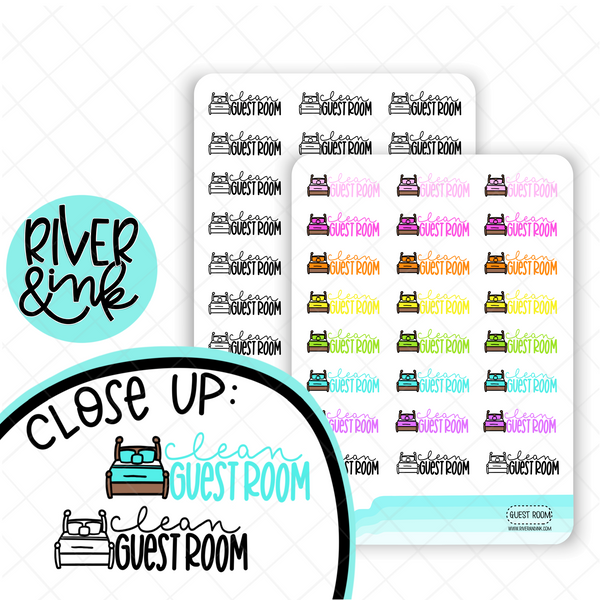 Clean Guest Bedroom | Hand Lettered Planner Stickers