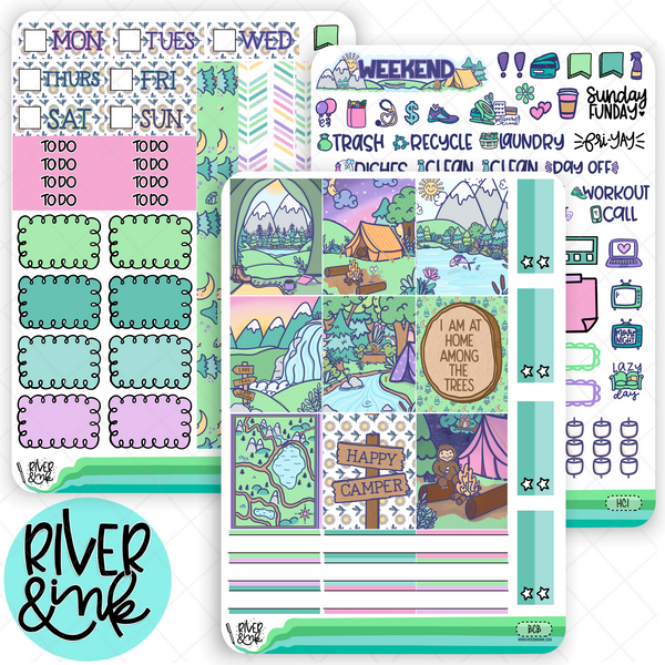 Happy Camper | Hobonichi Cousin l Planner Stickers Kit