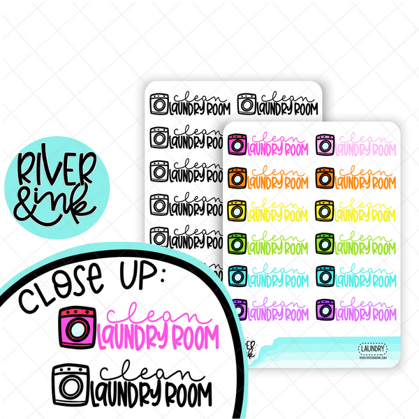 Clean Laundry Room | Hand Lettered Planner Stickers