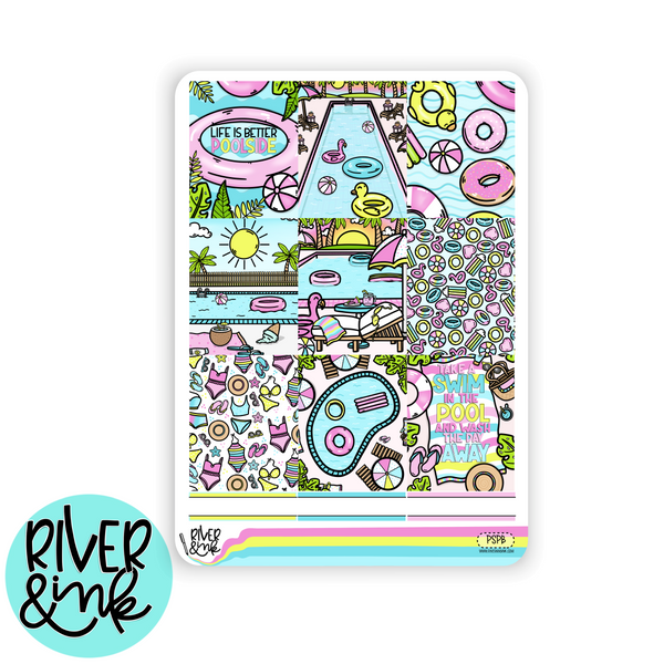 Poolside Paradise | Vertical Stickers Kit Planner Stickers