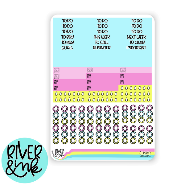 Poolside Paradise | Vertical Stickers Kit Planner Stickers