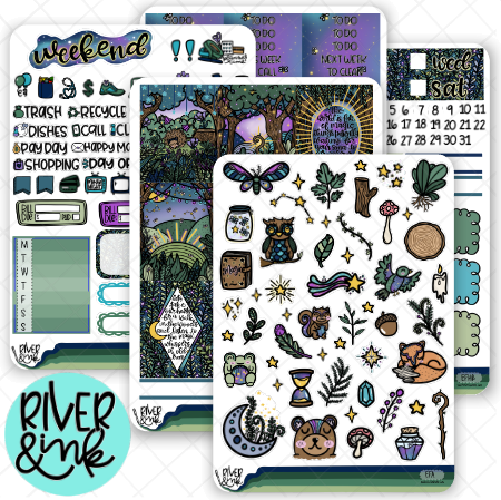 Enchanted Forest | Weekly Vertical Planner Stickers Kit