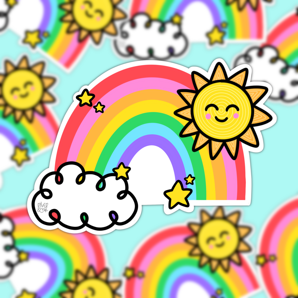 Sunshine Rainbow | Hand Drawn Vinyl Sticker – River & Ink