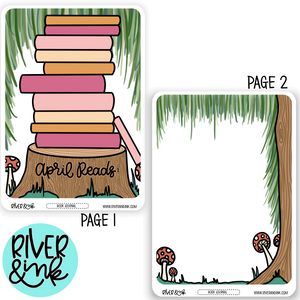 April Reading Tracker Book Journaling Full A5 Sheet | Hand Drawn Planner Stickers