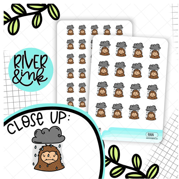 Rainy Bad Day Biggie Sass Planner Character | Hand Drawn Planner Stickers