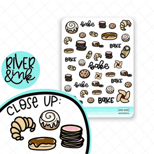 Baked Goods Variety Food Icons | Hand Drawn Planner Stickers