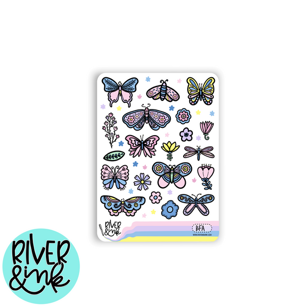 Butterfly Flutter | Vertical Stickers Kit Planner Stickers
