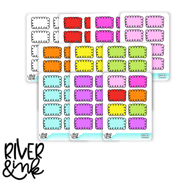 Cousin Doodle Half Boxes | Hand Drawn Planner Stickers