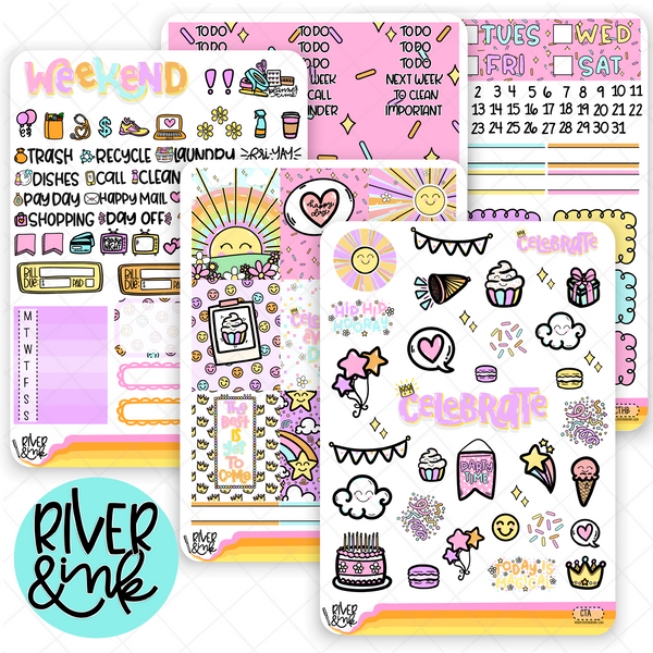 Celebrate Today | Weekly Vertical Planner Stickers Kit