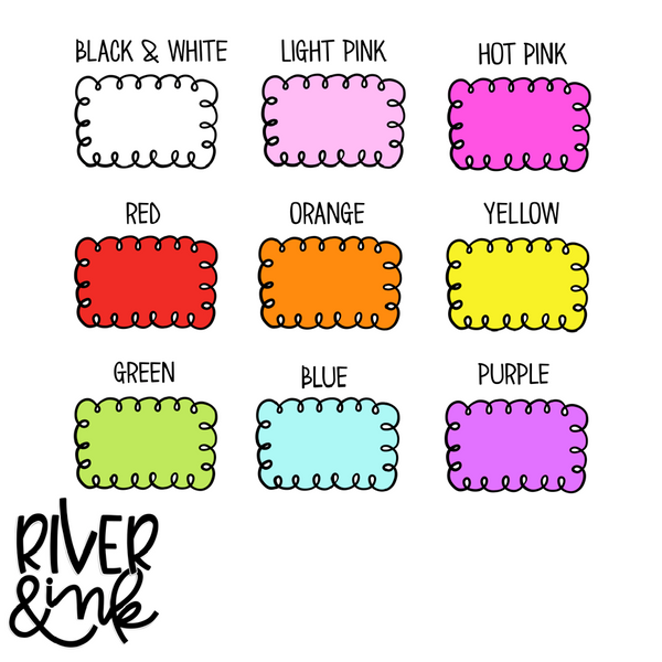 Cousin Doodle Half Boxes | Hand Drawn Planner Stickers