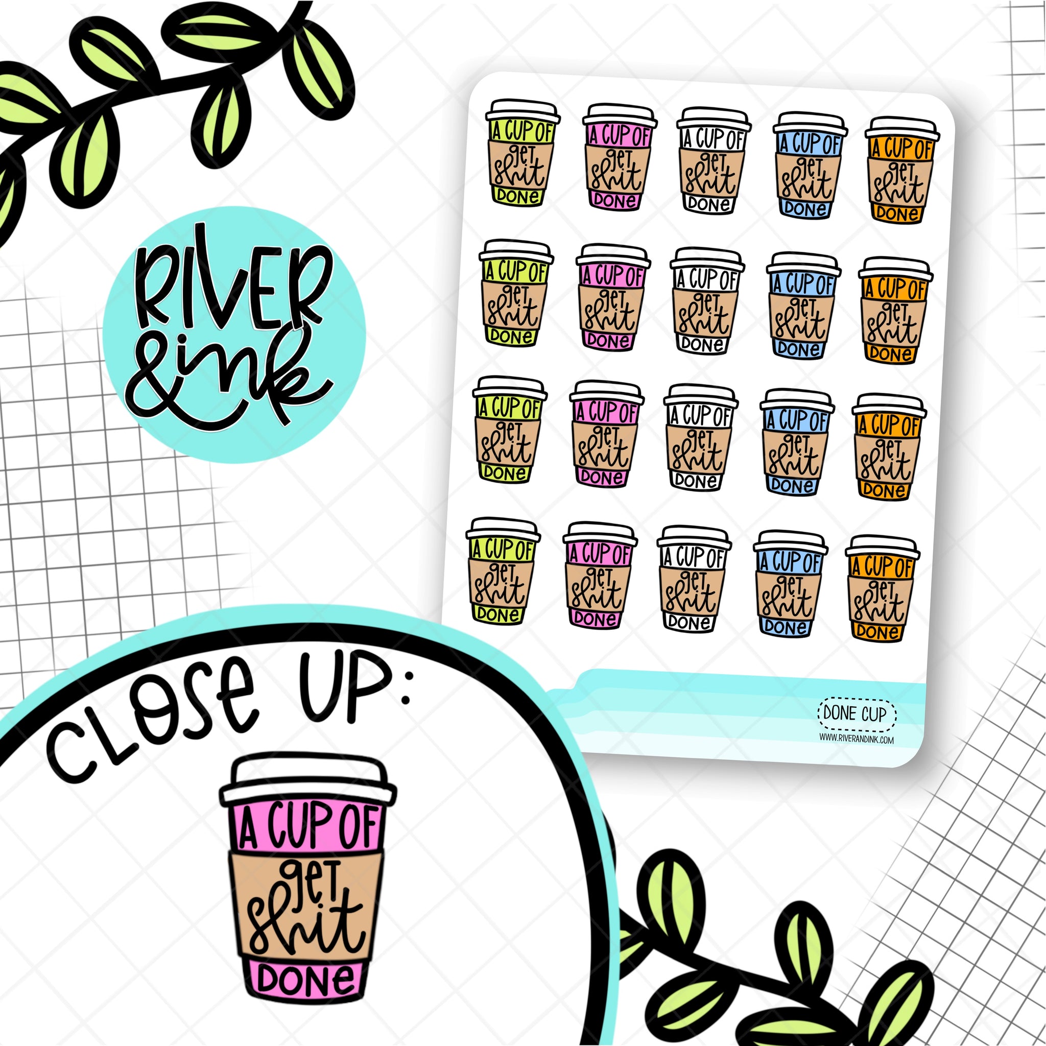 Cup of Get Shit Done | Hand Drawn Planner Stickers