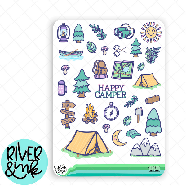 Happy Camper | Weekly Vertical Planner Stickers Kit