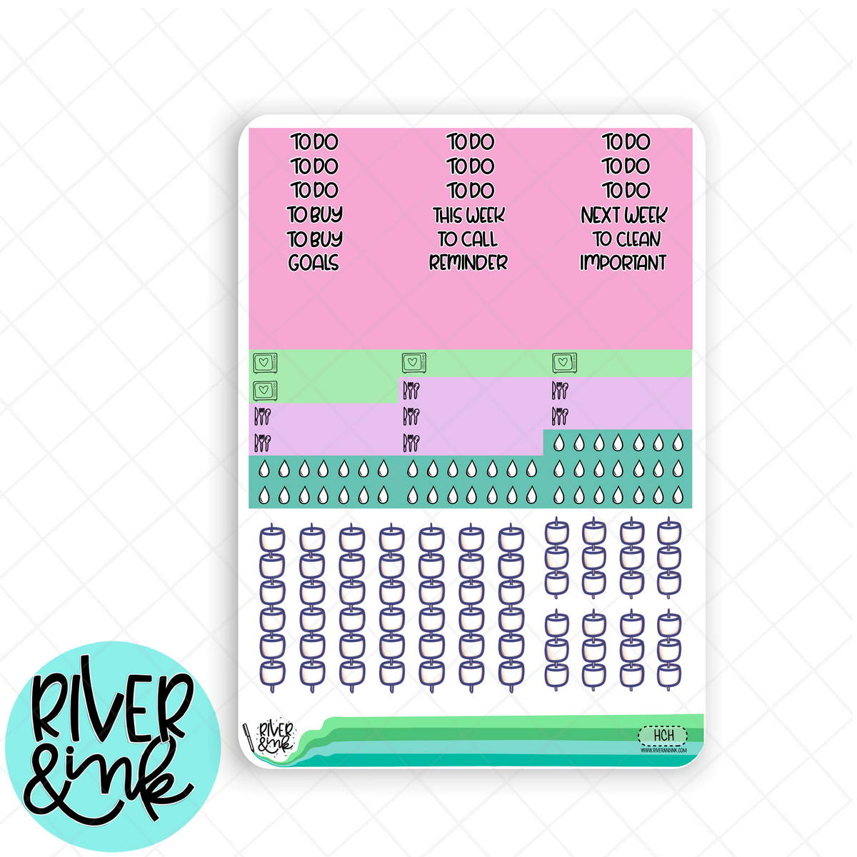 Happy Camper | Weekly Vertical Planner Stickers Kit – River & Ink