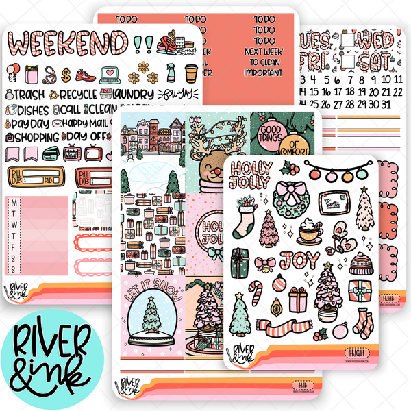 Holly Jolly Christmas | Weekly Vertical Planner Stickers Kit