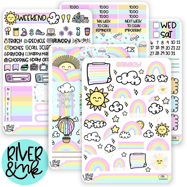 Over The Rainbow | Vertical Stickers Kit Planner Stickers