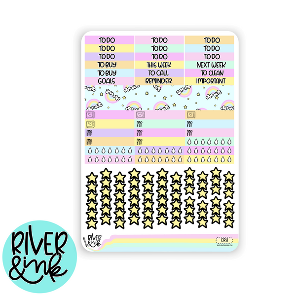 Over The Rainbow | Vertical Stickers Kit Planner Stickers
