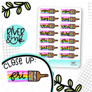 Paint Brush Date Cover | Hand Drawn Planner Stickers