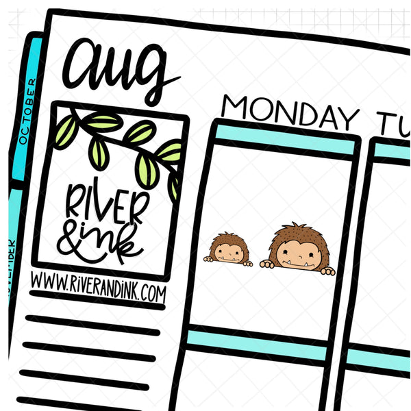 Peeking Biggie Sass Planner Character | Hand Drawn Planner Stickers