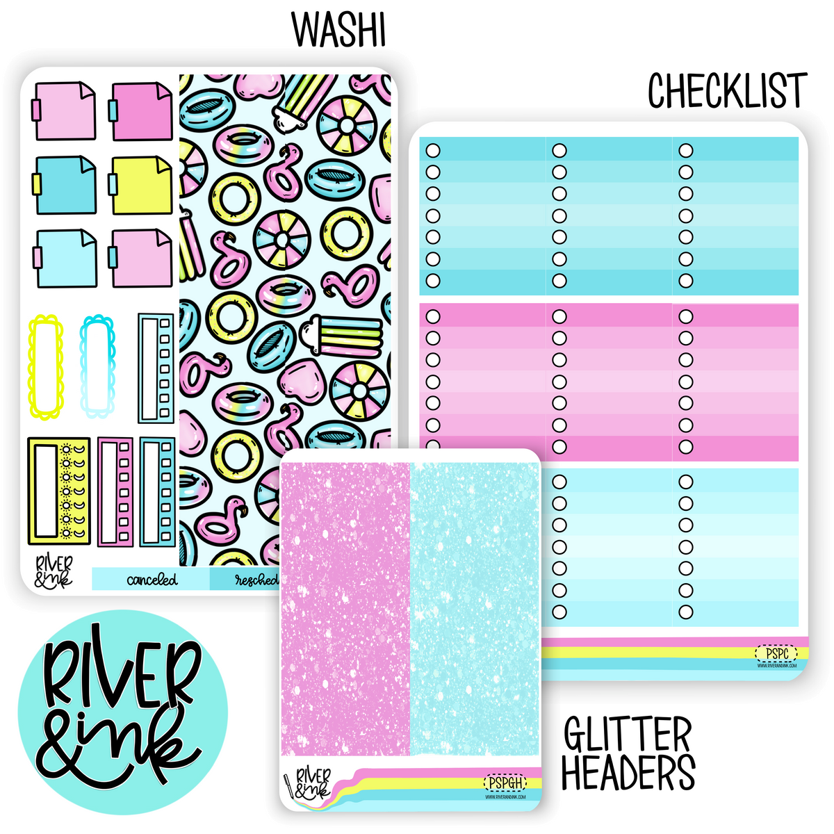 Poolside Paradise | Weekly Vertical Planner Stickers Kit Add Ons ...