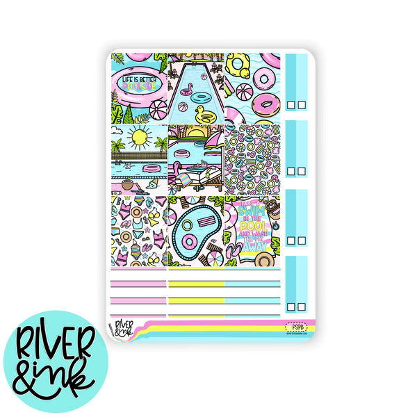 Poolside Paradise | Hobonichi Cousin l Planner Stickers Kit