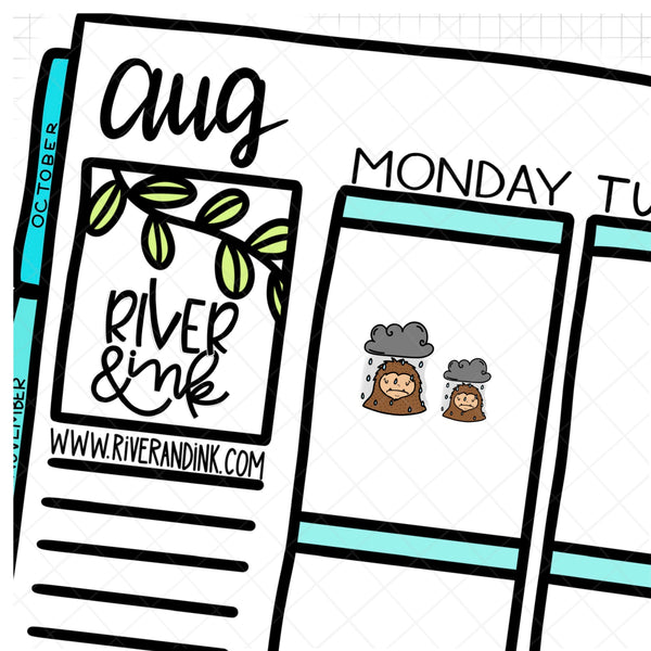 Rainy Bad Day Biggie Sass Planner Character | Hand Drawn Planner Stickers